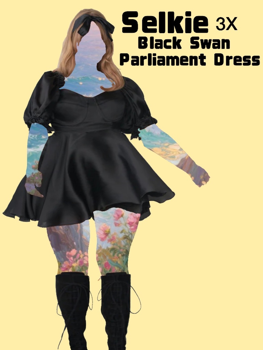 Selkie Black Swan Parliament Dress 3X